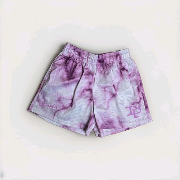 Inaka Power Men's M Pink/Purple White Tie Dye Mesh Shorts Drawstring Pockets - Picture 1 of 12